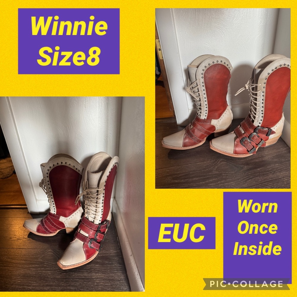 Freebird Red and Cream Lace Up Boots